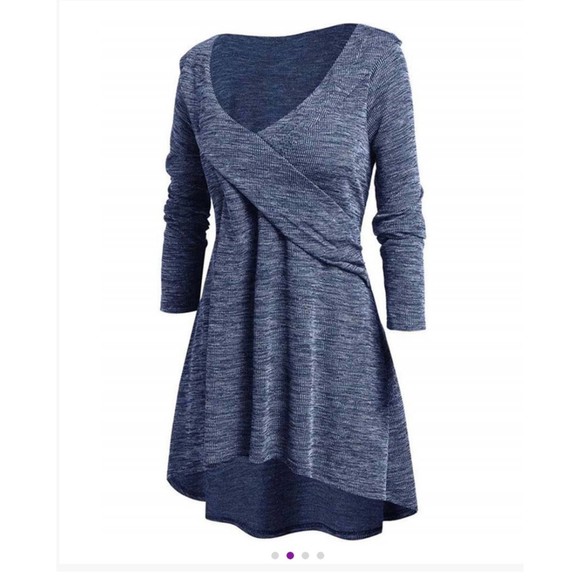 Cellabie Blue Ribbed Hi-Low tunic, 2X/3X - Picture 1 of 6